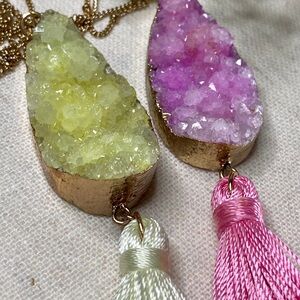 PINK Geode Long Necklace NWOT